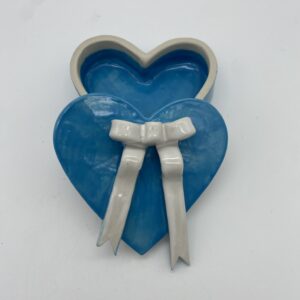 Jewelry Box - Light Blue Heart with Ribbon